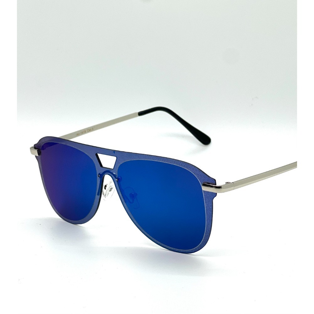 Sunglasses Blue Mirrored Lens Silver Frame Fashion Female Male Lentes Gafas New